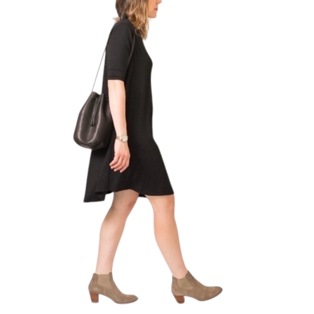 Sotela Swing Dress Women Small Black Resort Beach Coastal Minimalist Lagenlook - Picture 3 of 9
